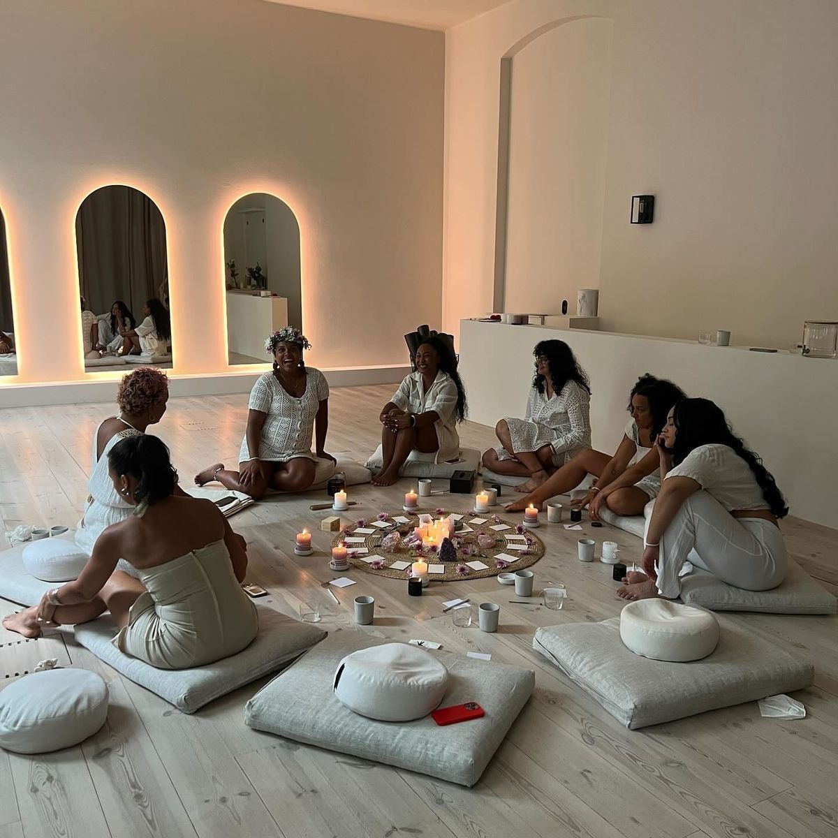 Studio team discussing lifestyle planning notes